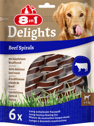 8in1 Przysmak Delights Beef Spirals 60g (6 przysmaków w opak.)