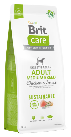 BRIT CARE Dog Sustainable Adult Medium Chicken & Insect 1 kg