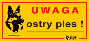 DINGO Metalowa tabliczka "Uwaga, ostry pies"