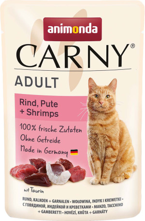 ANIMONDA Carny Adult Wołowina z indykiem i krewetkami 85g (saszetka)