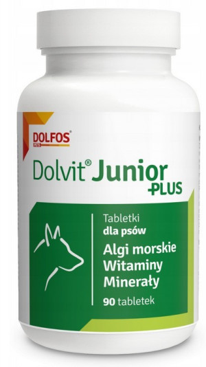 DOLFOS Junior Plus - witaminowo-mineralny suplement diety dla szczeniąt i młodych psów 90tabl.