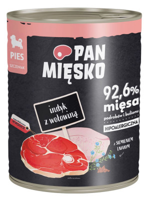 PAN MIĘSKO Indyk z wołowiną dla szczeniąt 800g 800g