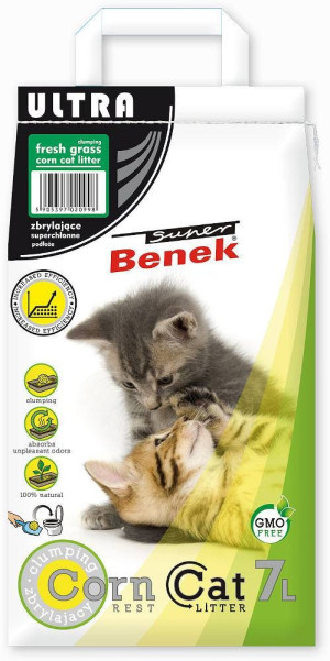 SUPER BENEK Corn Cat - Ultra Fresh Grass - zbrylający 7l
