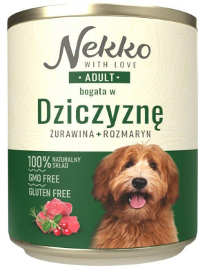 NEKKO Adult dziczyzna, żurawina i rozmaryn 800g (puszka)