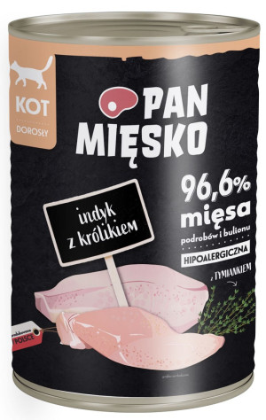 PAN MIĘSKO Indyk z Królikiem dla kota 200g