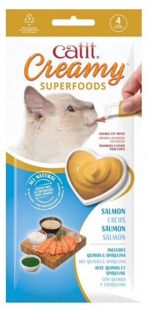 CATIT Creamy Superfood przysmak dla kota - łosoś z komosą ryżową i spiruliną 4 x 10g