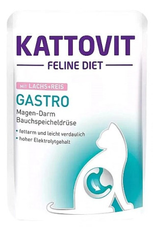 KATTOVIT Feline Diet Gastro Łosoś z ryżem 85g (saszetka)