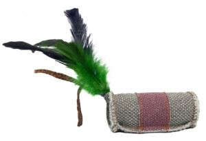 BARRY KING Walec z piórkiem i sznurkiem z trawy - mocny materiał - 4x9,5cm - szary/brązowy
