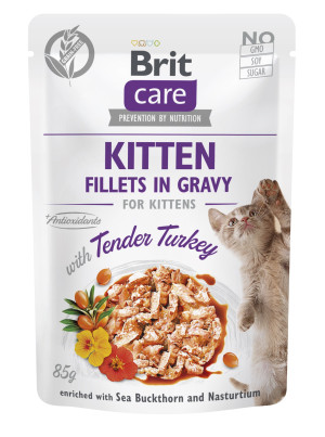 BRIT CARE CAT Fillets in gravy Kitten Tender Turkey 85g (saszetka)