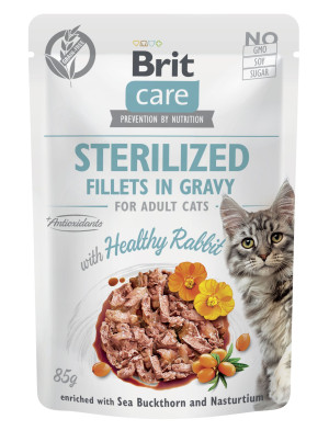 BRIT CARE CAT Fillets in gravy Sterilized Rabbit 85g (saszetka)