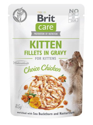 BRIT CARE Cat Fillets Gravy Kitten Choice Chicken 85g (saszetka)