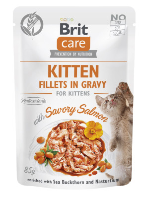 BRIT CARE Cat Fillets Gravy Kitten Savory Salmon 85g (saszetka)