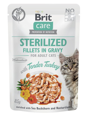 BRIT CARE Cat Fillets Gravy Sterilized Tender Turkey 85g (saszetka)