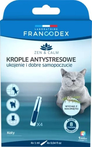 FRANCODEX Krople antystresowe z kocimiętką dla kotów 4 x 1 ml