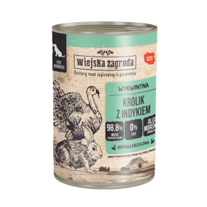 WIEJSKA ZAGRODA dla psa - Królik z indykiem (puszka) 800g