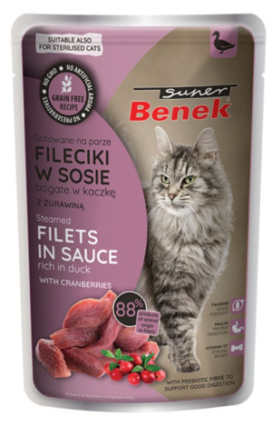 SUPER BENEK Bezzbożowe fileciki z kaczki z żurawiną w sosie 85g