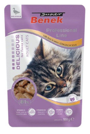 SUPER BENEK Cat Kaczka w sosie dla kotów wybrednych 100g
