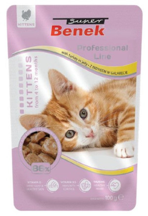SUPER BENEK Cat Indyk w galarecie dla kociąt 100g