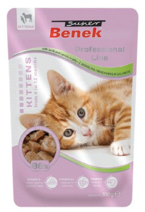 SUPER BENEK Cat Jagnięcina i marchew w galarecie dla kociąt 100g