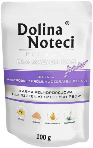 DOLINA NOTECI Premium Małe Rasy Junior - wątróbka z królika, ozory z jelenia (saszetka) 100g