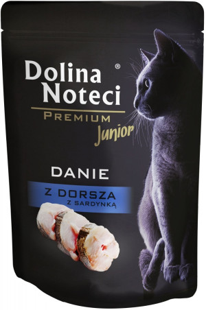 DOLINA NOTECI Premium JUNIOR / KITTEN - Danie z dorsza z sardynką dla kota (saszetka) 85g