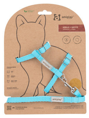 AMIPLAY Samba Cat Szelki ze smyczą dla kota - Turkusowy S