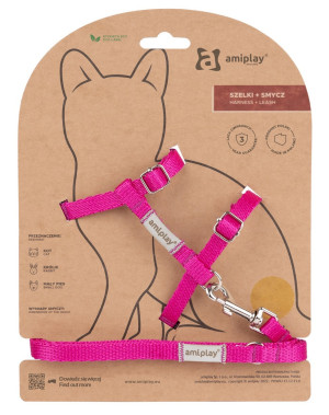 AMIPLAY Samba Cat Szelki ze smyczą dla kota - Różowy S