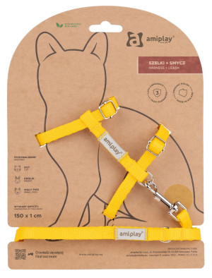 AMIPLAY Samba Cat Szelki ze smyczą dla kota - Żółty M