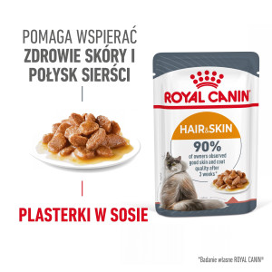 ROYAL CANIN Hair & Skin Care karma mokra, plasterki w sosie dla kotów dorosłych, lśniąca sierść i zdrowa skóra 12x 85g