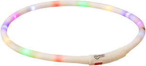 TRIXIE Migająca obroża z silikonu USB - biały/wielokolorowy