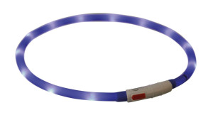 TRIXIE Migająca obroża z silikonu USB - błękit królewski