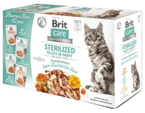 BRIT CARE Cat Fillets Gravy Sterilized Flavour Box (saszetki) 12x 85g