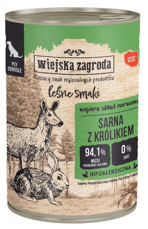 WIEJSKA ZAGRODA PIES Leśne smaki - Sarna z królikiem 400g