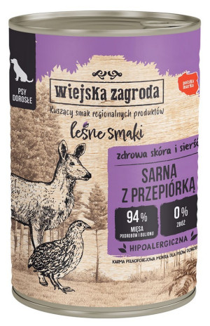 WIEJSKA ZAGRODA PIES Leśne smaki - Sarna z przepiórką 400g