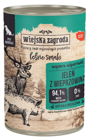 WIEJSKA ZAGRODA PIES Leśne smaki - Jeleń z wieprzowiną 400g