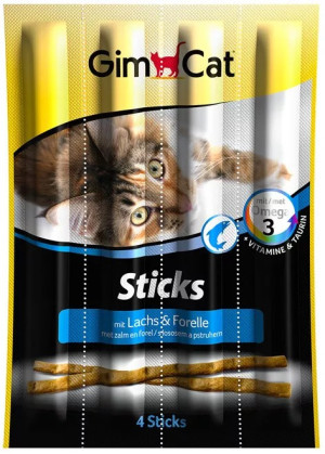 GIMCAT Sticks Paluszki dla kota z łososiem i pstrągiem 4 szt.
