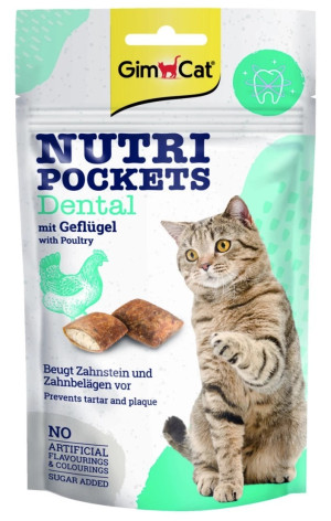 GIMCAT Nutri Pockets Denatal chrupiące poduszeczki z drobiem 60g