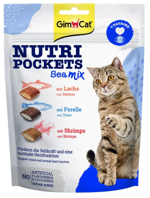 GIMCAT Nutri Pockets chrupiące poduszeczki Sea Mix z tauryną 150g