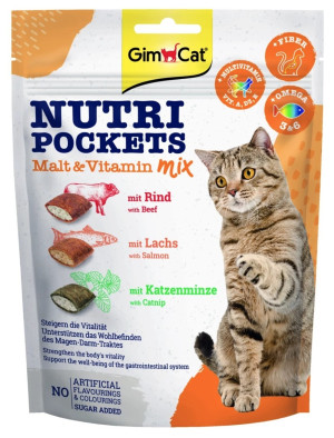GIMCAT Nutri Pockets chrupiące poduszeczki Malt and Vitamin Mix 150g