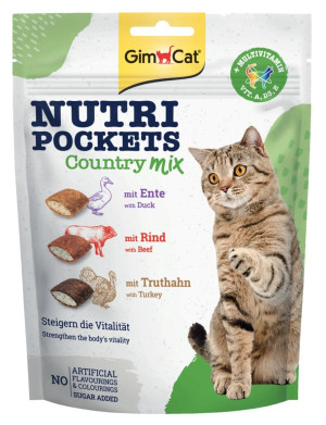 GIMCAT Nutri Pockets chrupiące poduszeczki Country Mix z witaminami 150g