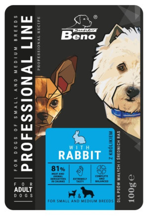 SUPER BENO DOG z królikiem 100g (saszetka)