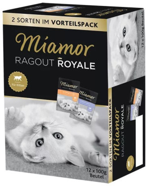 MIAMOR Ragout Royale Kitten Mix Drób, Wołowina w galaretce 12x 100g