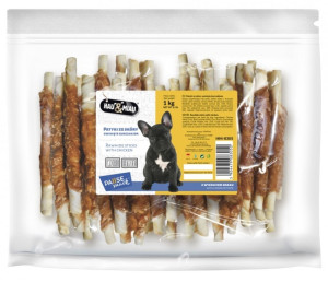 HAU MIAU patyk ze skóry owinięty kurczakiem 1kg
