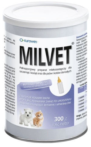 EUROWET Milvet - Preparat mlekozastępczy dla szczeniąt i kociąt 300g