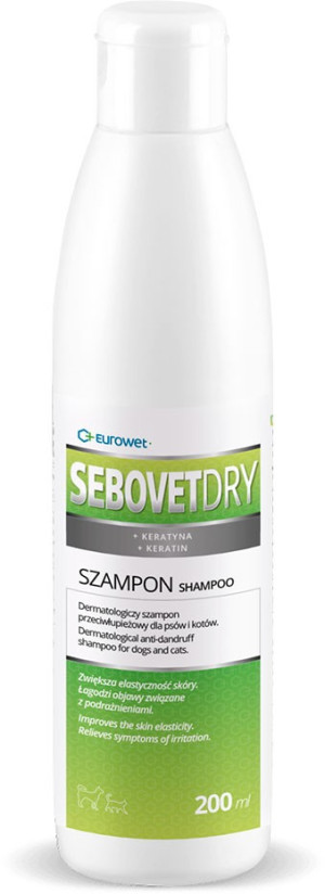 EUROWET Sebovet - Dry - Szampon przeciwłupieżowy dla psów i kotów 200ml