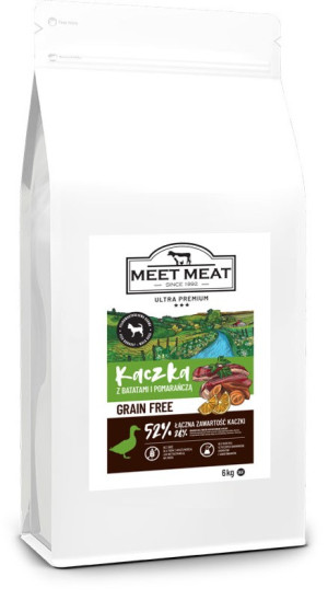 MEET MEAT Grain Free Adult Small Breed Duck - Kaczka z batatami i pomarańczą 2kg