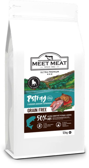 MEET MEAT Grain Free Light - Pstrąg z łososiem, batatami i szparagami 2kg