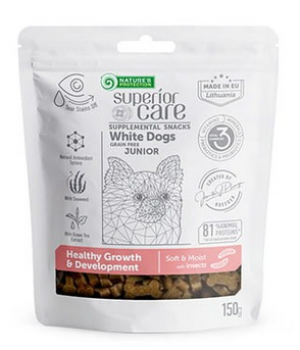 NATURES PROTECTION Superior Care White Dog Junior All breeds Snack Healthy Growth and Development with Insects 150g