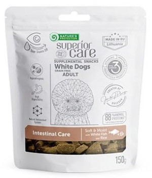 NATURES PROTECTION Superior Care White Dog Adult All breeds Snack Intestinal Care with White Fish and Rice 150g