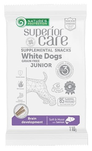 NATURES PROTECTION Superior Care White Dog Junior Snack Brain Development Salmon Grain Free Salmon 110g